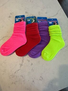 Neon Slouch Socks - Pink, Red, Purple, Neon Green